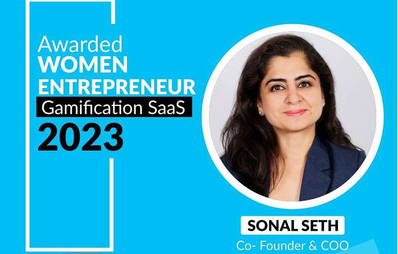 Sonal Seth Wins Women Entrepreneur Award – Gamification SaaS Category, 2023